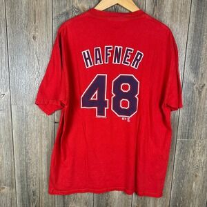 MLB Cleveland Indians Travis Hafner #48 Baseball T-Shirt Red Men Large Guardians